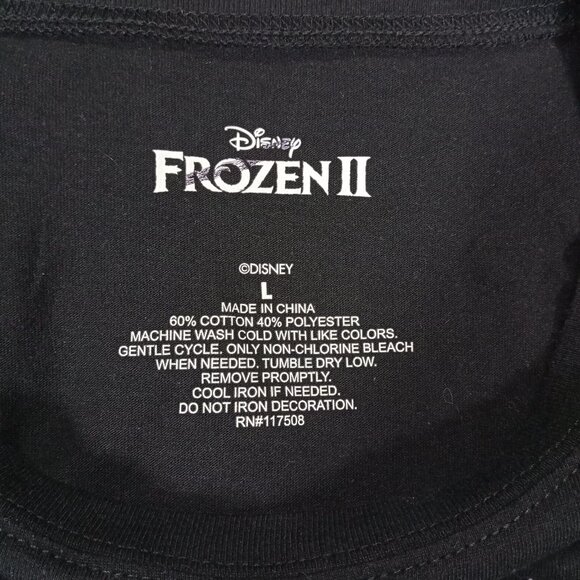 Disney Frozen 2 Womens Top Size L Juniors Cotton Blend Black Long Sleeve Tee - Picture 3 of 4